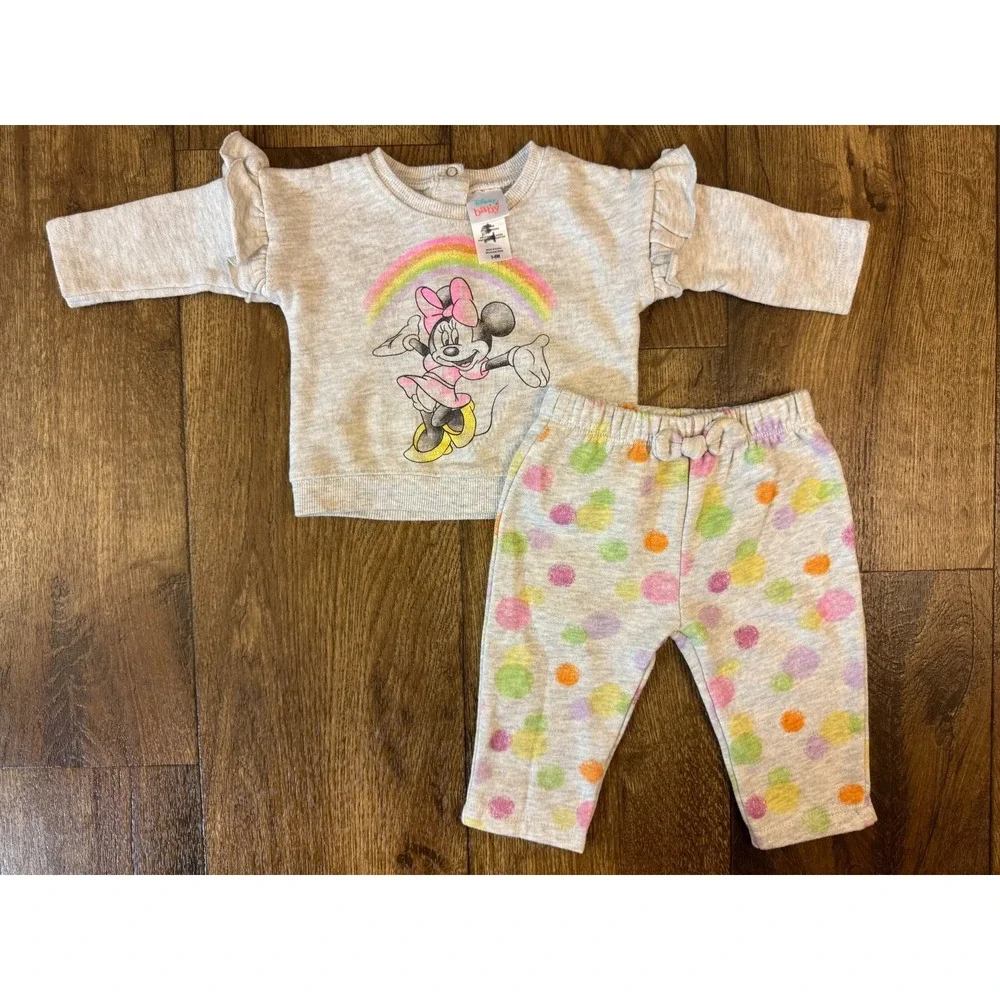 Disney Baby Girl 3-6 Months Sweatsuits‎ Minnie Mouse Princess Belle Shirts Pants